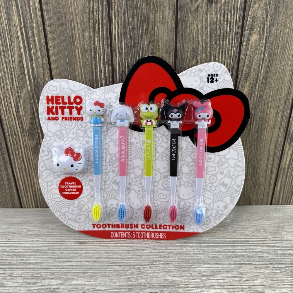 Hello Kitty and Friends Kids Toothbrush Collection Set of 5 With Cover Included